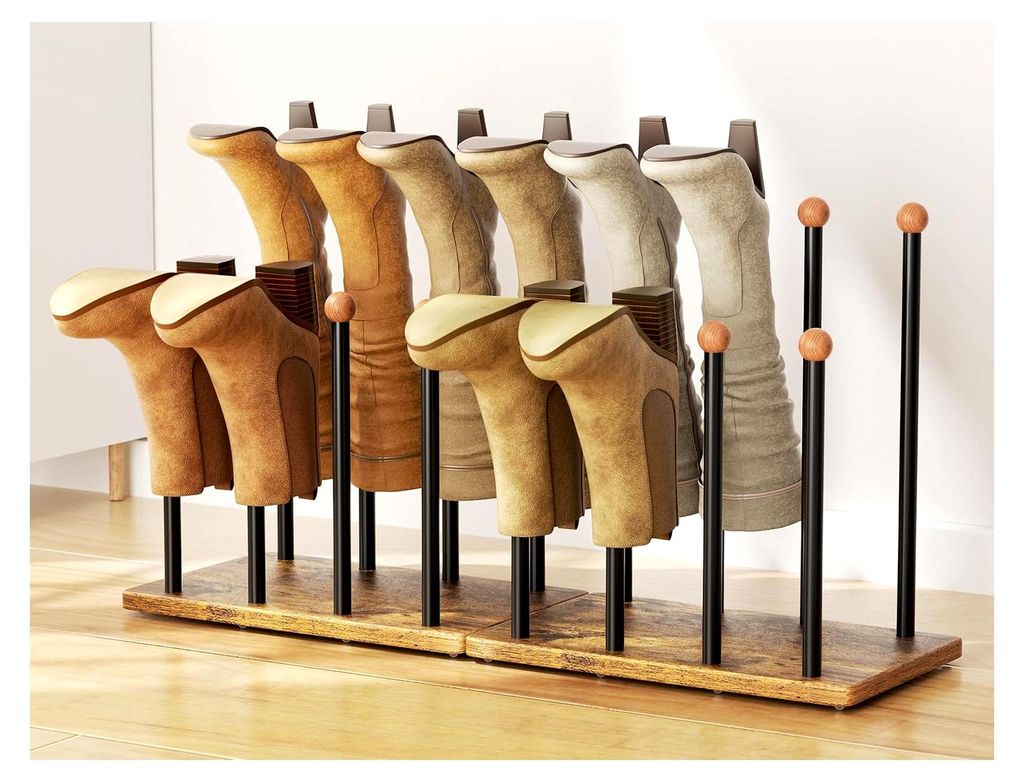 Schuhregal für 8 Paar Schuhe, platzsparend, aus Holz, klein, schwarz mit Zedernholzkugeln