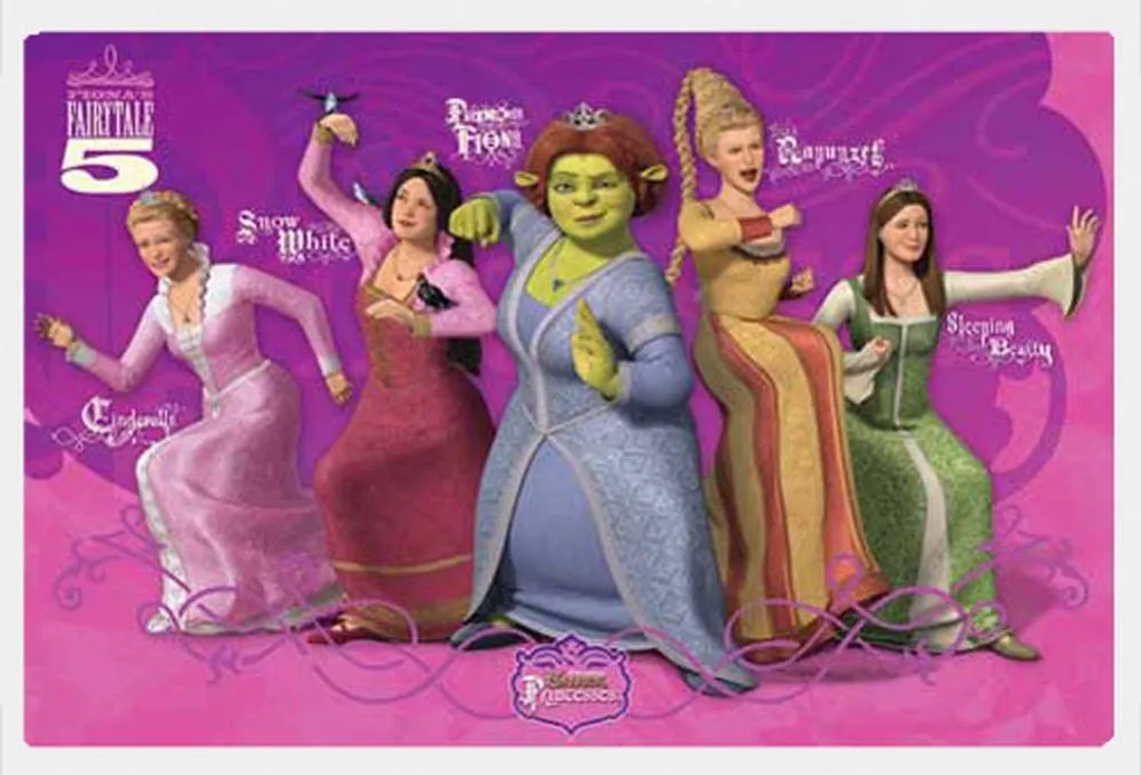 Poster Shrek les 3 princesses avec cadre amovible Shinsuke Maxi MDF blanc