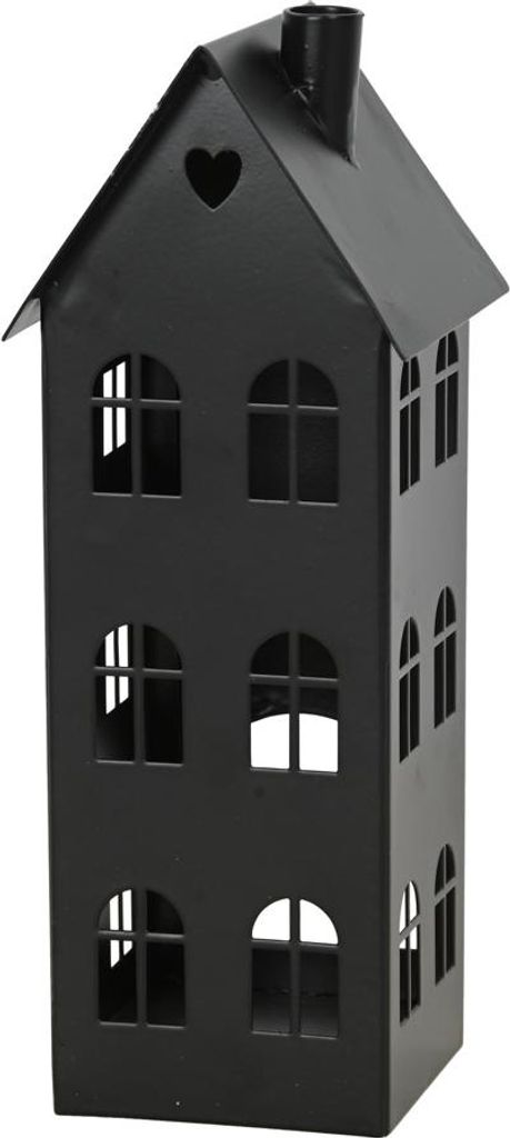 Lichthaus No. 1 schwarz aus Metall Laterne Hausform H22cm Produktbild 