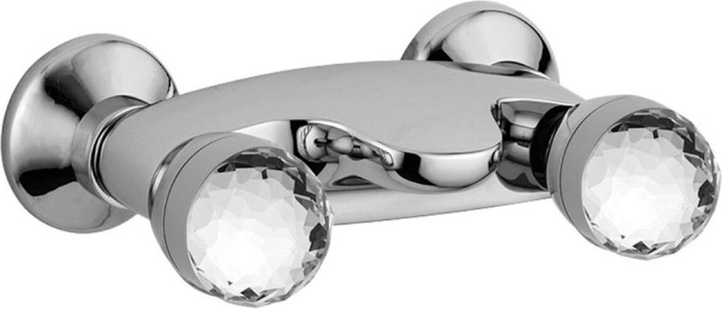 Casa Padrino Luxus Aufputz- Brausebatterie mit Swarovski Kristallglas Silber 20 x 13,5 x H. 7 cm - Badewannen Armatur - Erstklassische Qualität - ...