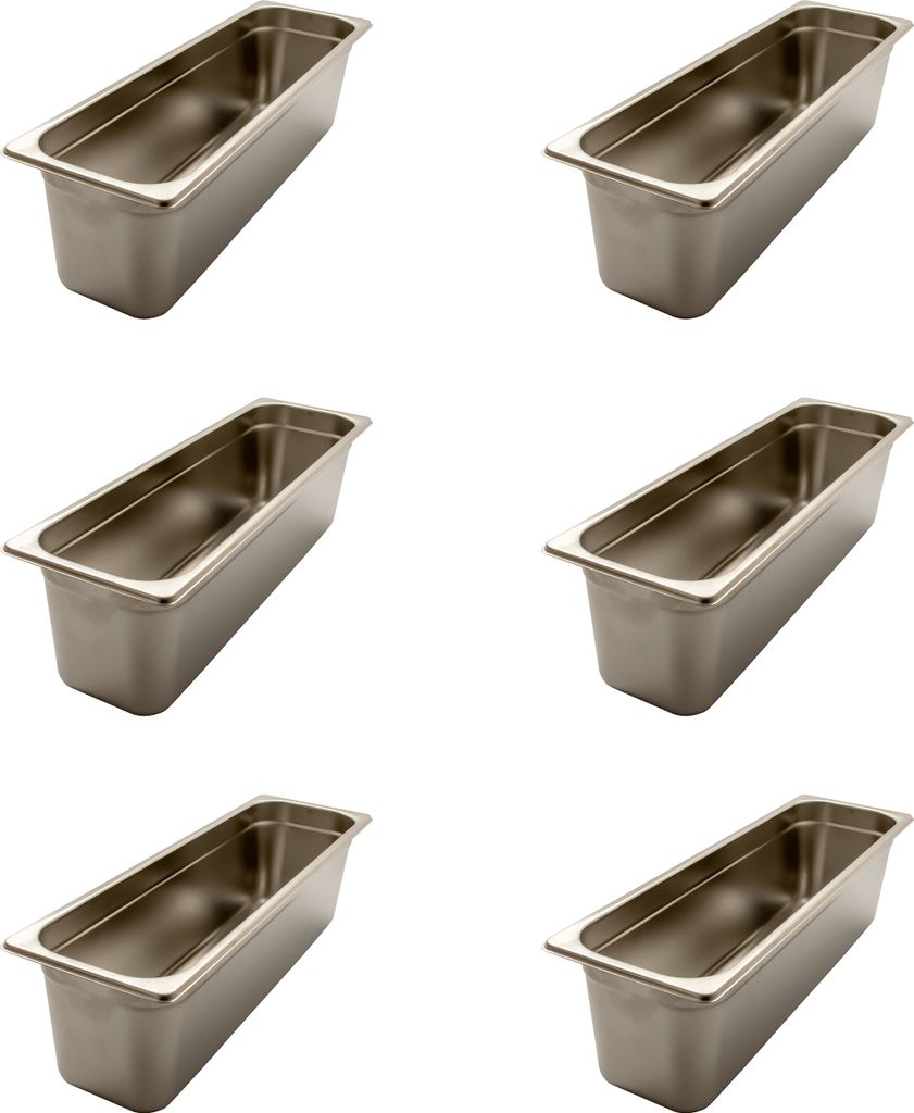 AcMax 6 Stück GN 2/4 Gastronormbehälter GN-Behälter Edelstahl Tiefe 150mm Gastronorm