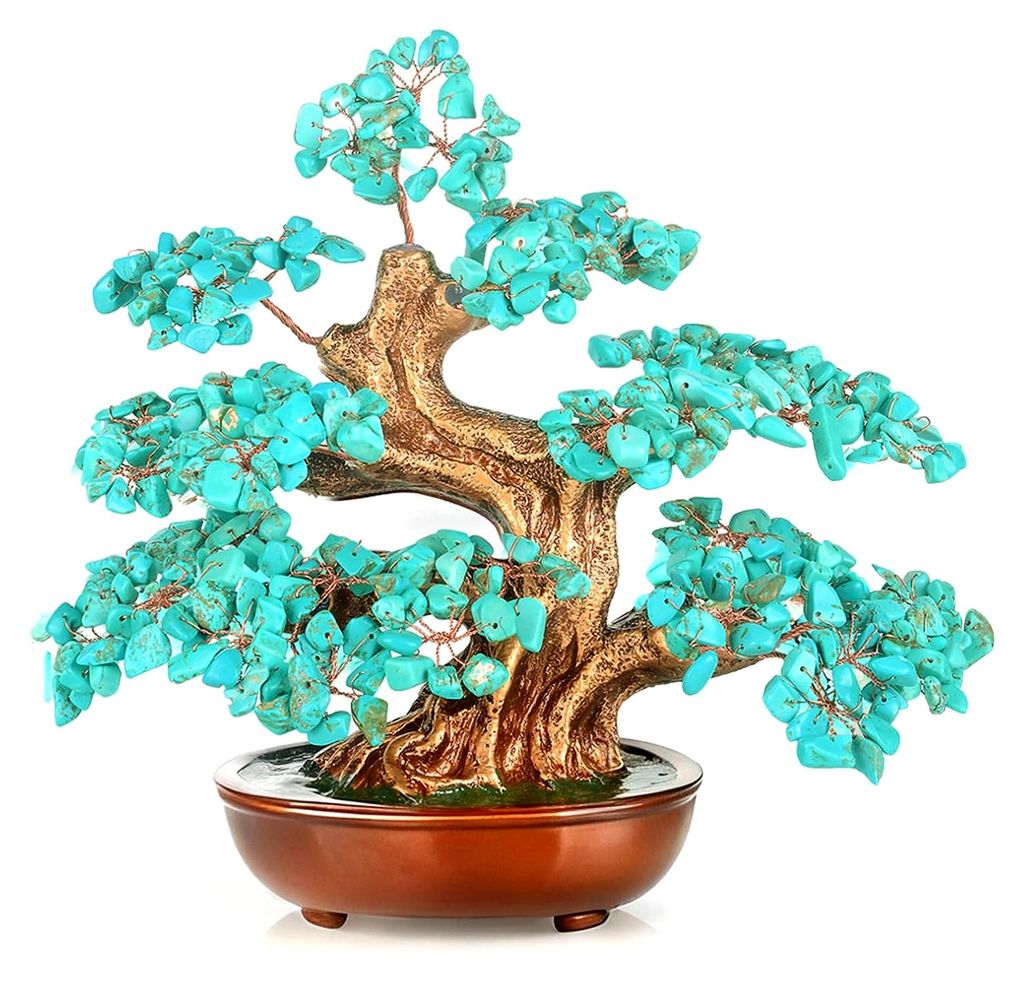Crystal Tree Fengshui Bonsai Geldbaum (Türkiser Baum mit 360 großen Perlen)