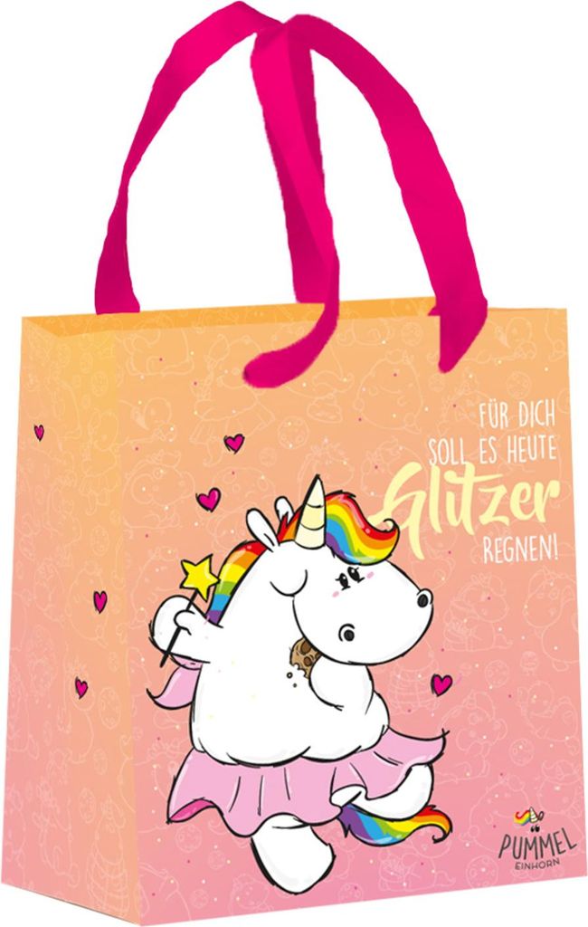 Pummel & Friends Geschenktüte Pummelfee - Für Dich soll es heute Glitzer regnen! 19 x 23 x 9 cm