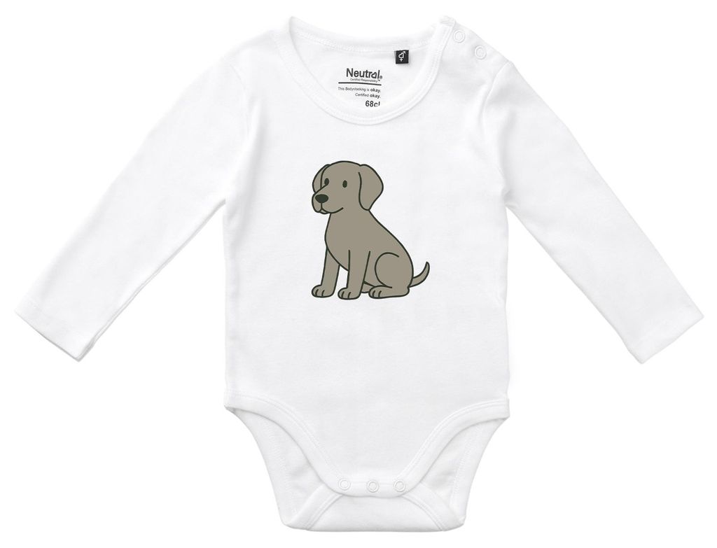 Huuraa Baby Body Weimaraner Comic Weimi 74 White Baumwolle Fairtrade Langarmbody Geschenkidee