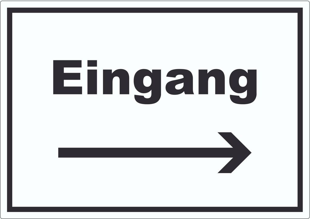 Eingang Aufkleber mit Text und Richtungspfeil rechts Zugang Eintritt waagerecht A9 (37x52mm)