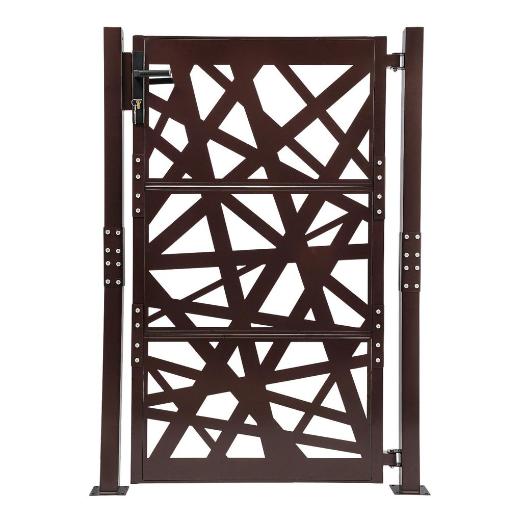 Gartentore 105*150cm Garteneingangstor Garten Metalltor Braun
