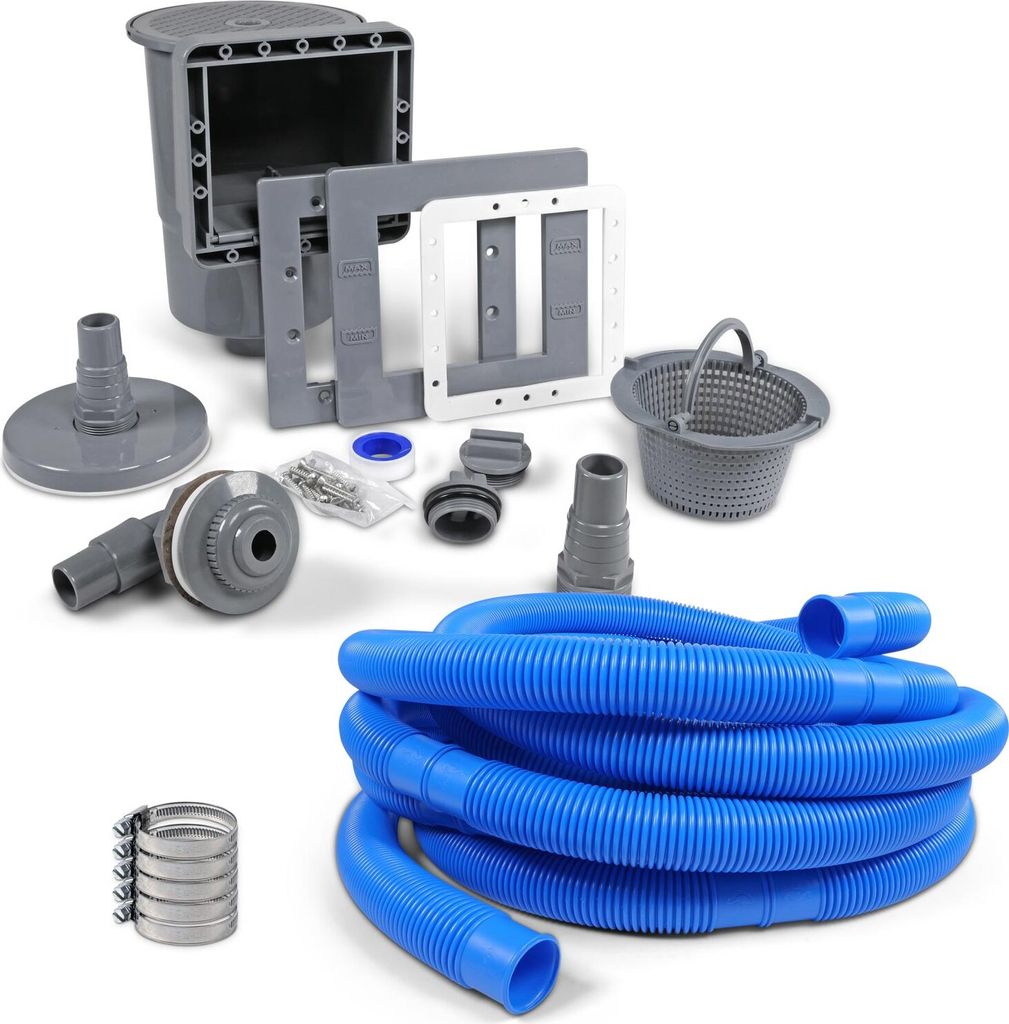 Einbauskimmer-Komplett-Set GRAU deluxe inkl. Schlauch-Set Produktbild 