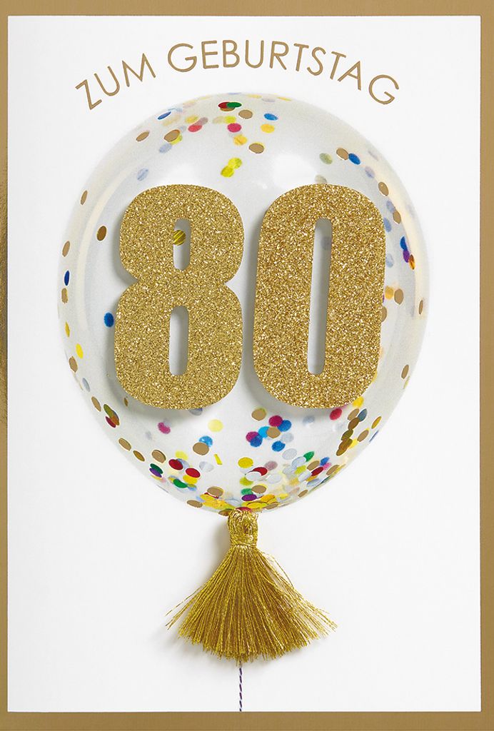 80 Geburtstag Glückwunschkarte im Format 115x17cm mit Umschlag