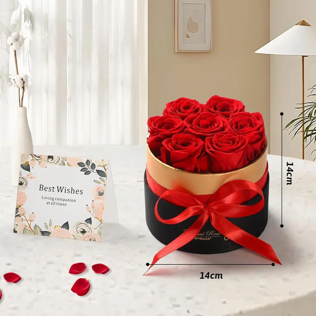Bouquet de Fleurs Éternelles sous Coffret de Luxe - Déco Saint-Valentin
