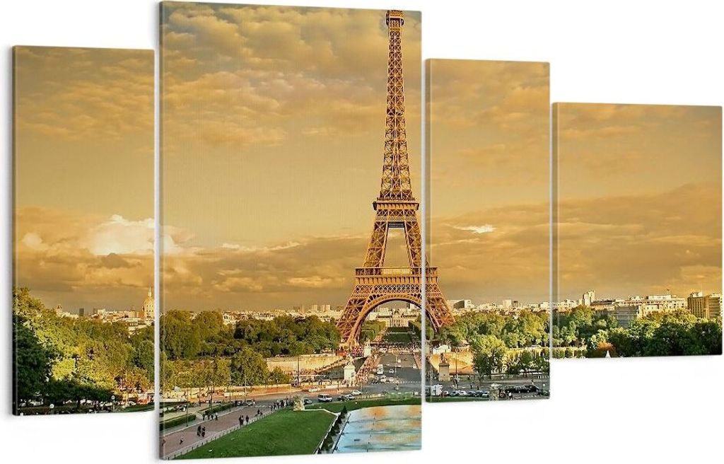 Bild auf Leinwand - Leinwandbild - Eiffelturm Frankreich Paris - 120x70cm - Wand Bild - Wanddeko - Leinwanddruck - Bilder - Kunstdruck - Wanddekora...
