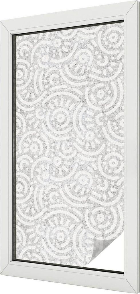 Buntglas Fensterfolie – 100x100 cm – Stained-Glass Design – blickdichte dekorative Sichtschutzfolie – selbstklebend, UV-Schutz – Geometri...