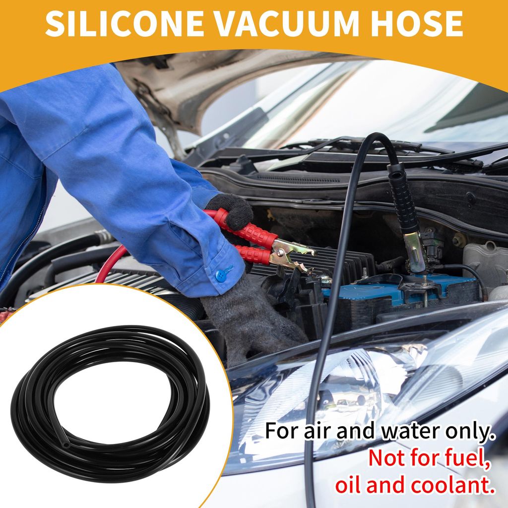 1 Stück 130PSI Maximaldruck Universeller Silikonschlauch für Vakuumschläuche für Autos, Hochtemperatursilikonschlauch Schwarz 20FT 3/16" 5mm ID...