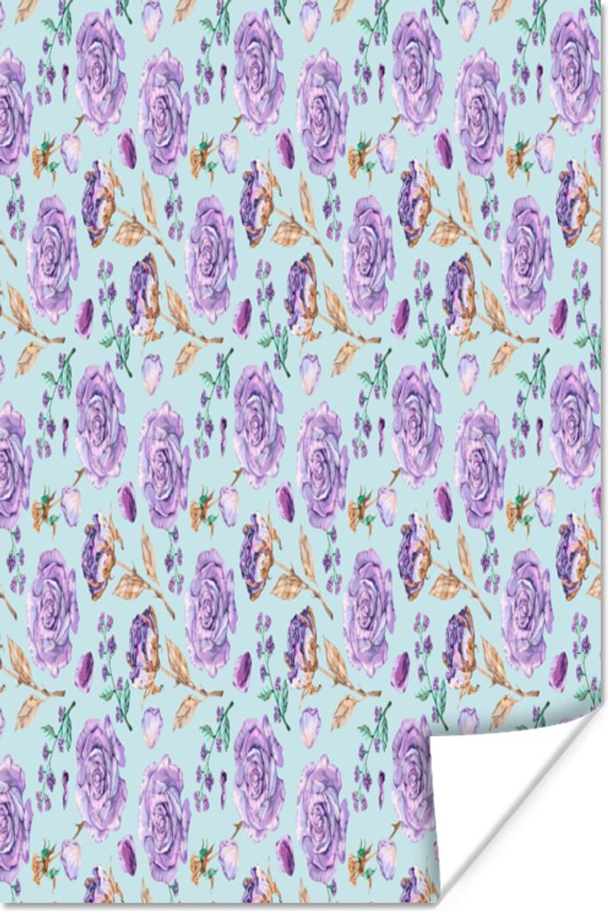 MuchoWow Poster Blumen - Rosen - Flieder 20x30 cm - Papierdruck