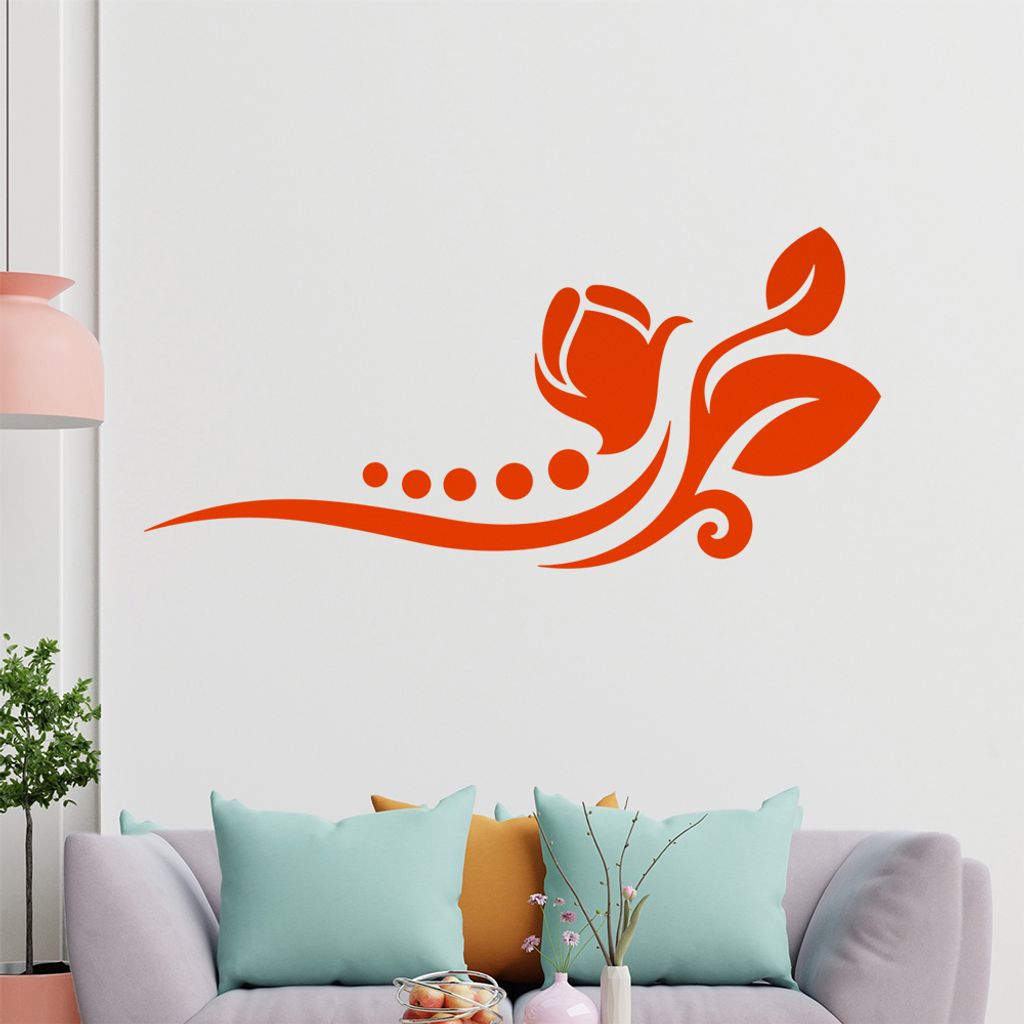 Blume - Linien Punkte Wandtattoo in 6 Größen - Wandaufkleber Wall Sticker - Dekoration, Küche, Wohnzimmer, Schlafzimmer, Badezimmer