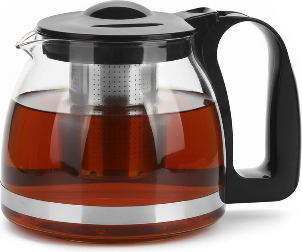 VIVIANA Glasteekanne 1250ml mit Edelstahl-Teesieb | Hitzebeständig, Überhitzungsschutz, ideal für losen Tee