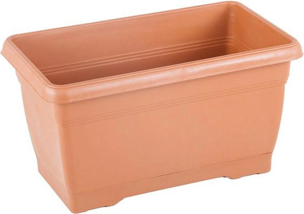 1+1 Balkonblumenbox mit Wasserreservoir und fester Wasserschale - Terrakotta - 32 cm