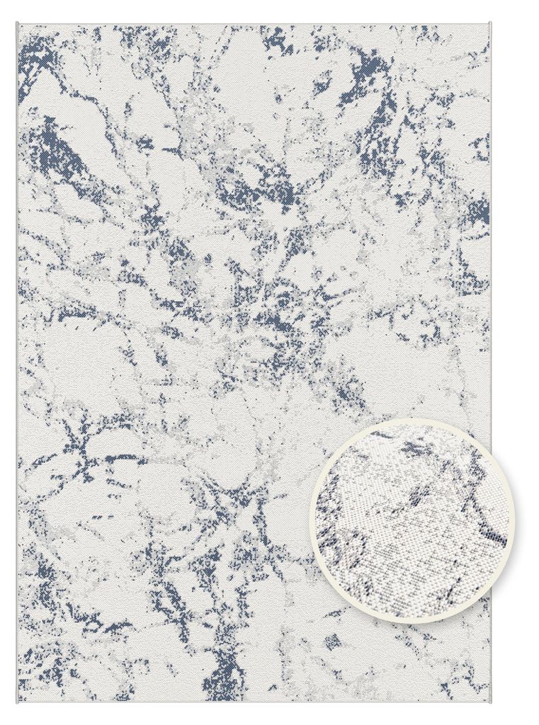 Primaflor In- & Outdoorteppich SKYLINE - Marble - 200x290cm - Weiß Grauer Lounge-Teppich in Mamor Steinoptik für Balkon & Terrasse - Flachgewebte...