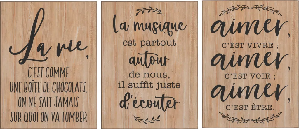 Déco Murale Bois Verticale Texte Noir pour Habiller un Mur Vide Naturel
