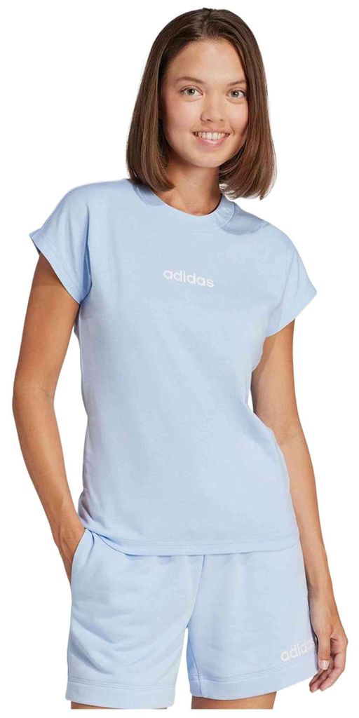 T-Shirt Adidas Camiseta adidas Essentials Linear manga corta azul claro mujer für Damen
