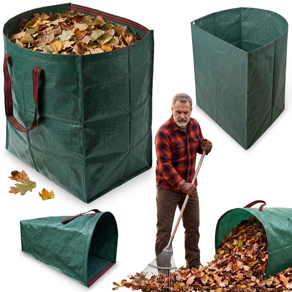 Großer Gartensack mit Tragegriffen, robuster Korb für Laub und Gras – zusammenklappbar, 200 L