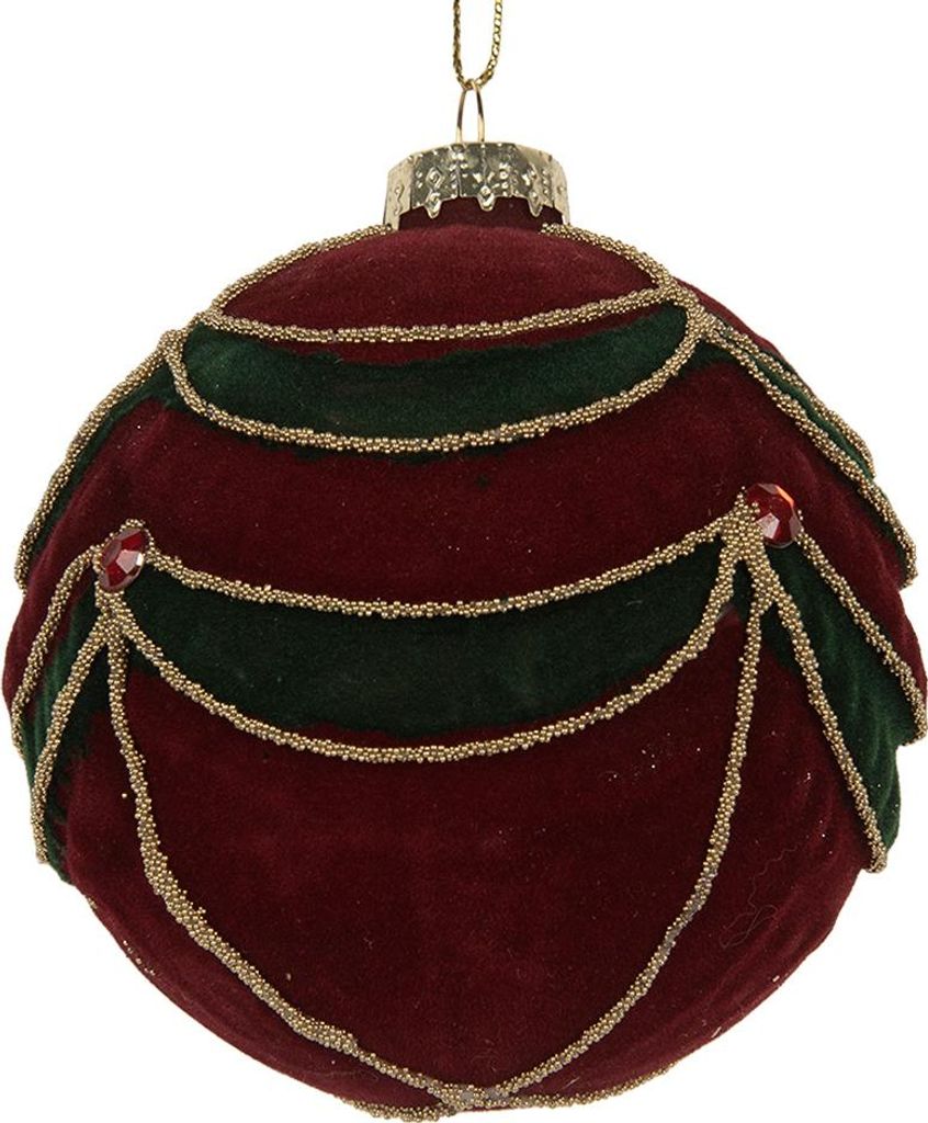 Clayre & Eef Weihnachtskugel Ø 8x8 cm Rot Grün Glas