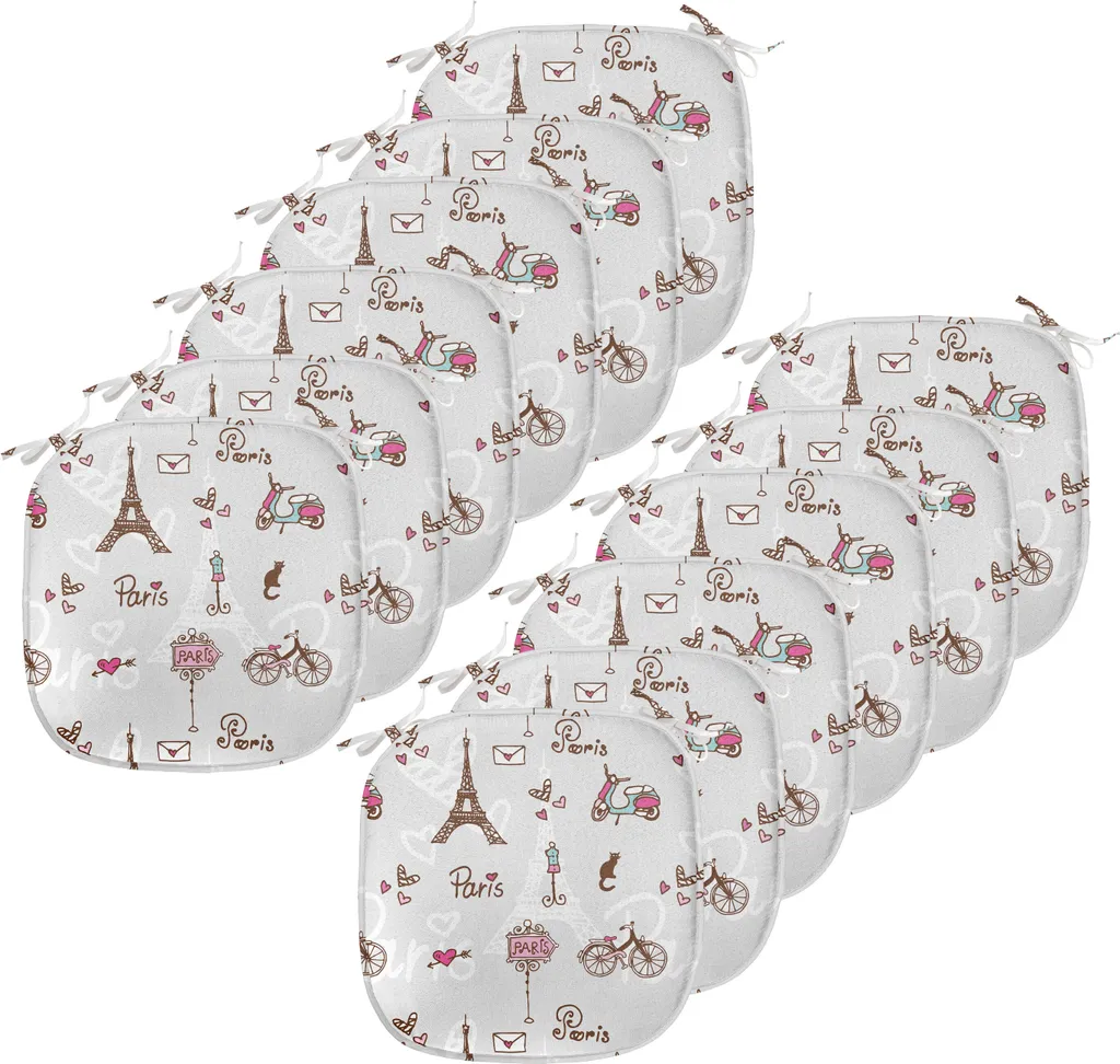 Galette de chaise imperméable 40x40 cm Paris lot de 12 coussins rose