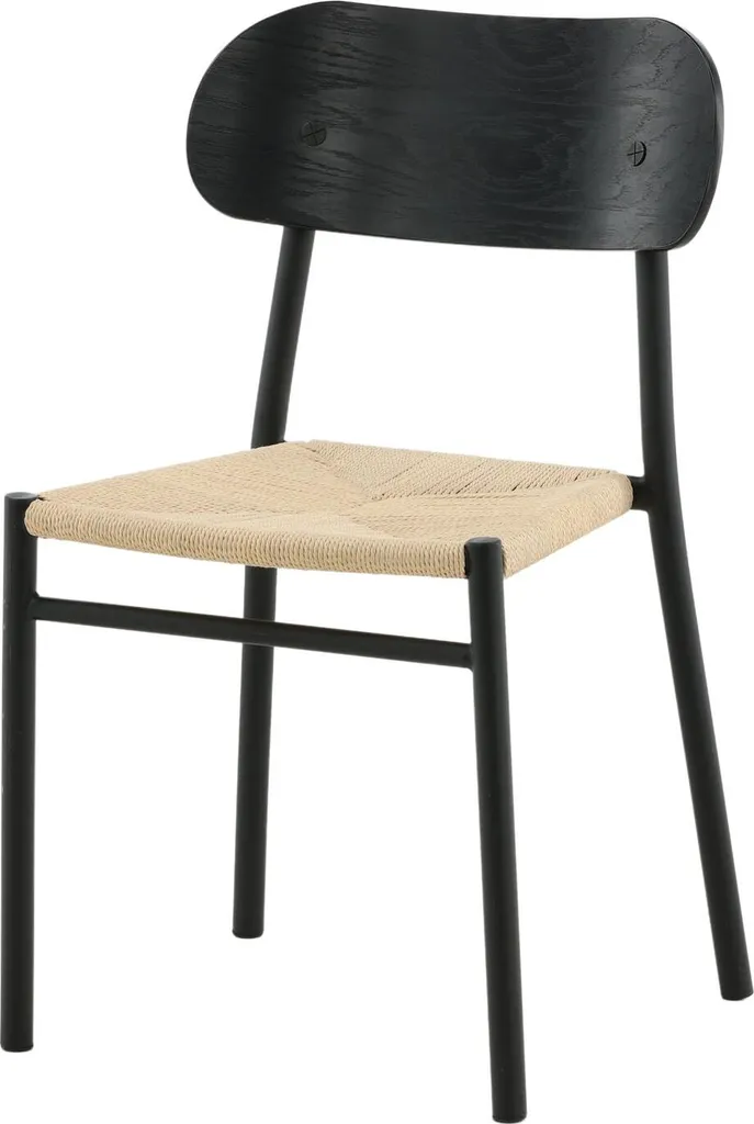 Chaise design Polly bicolore noir et bois naturel avec pieds robustes