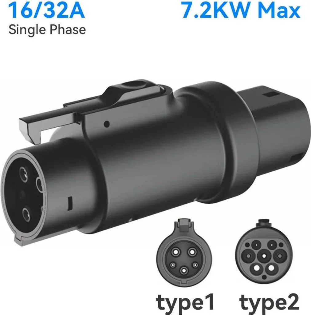 Adaptateur Recharge Rapide Type 2 vers Type 1 Compact et Étanche IP54