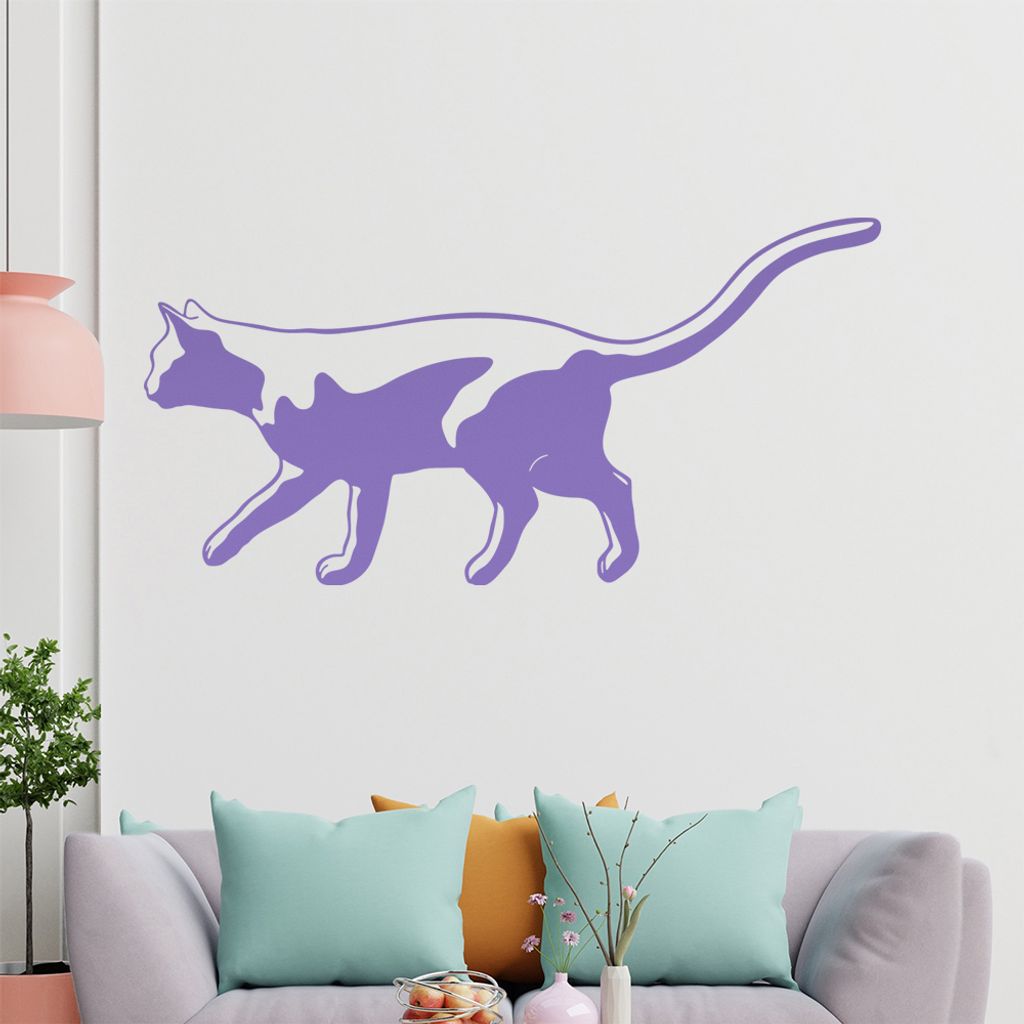 KIWISTAR Katze streunert - Laufen Jagen Wandtattoo in 6 Größen - Wandaufkleber Wall Sticker - Dekoration, Küche, Wohnzimmer, Schlafzimmer, Badez...
