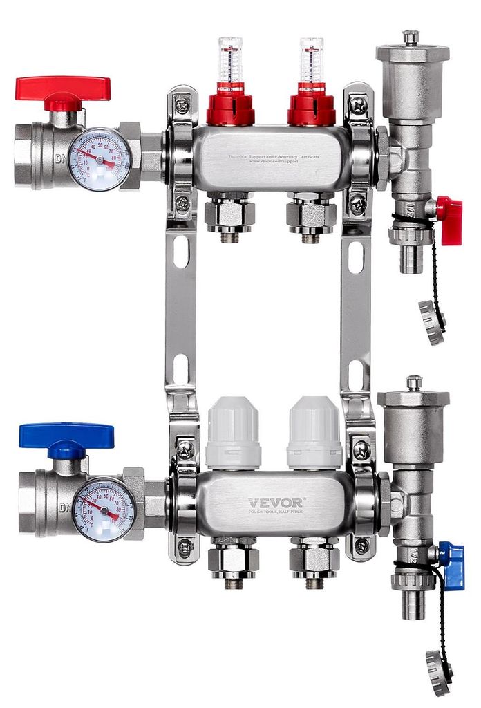 Distribuidor de calefacción VEVOR de 2 salidas, colector Imagen del producto 