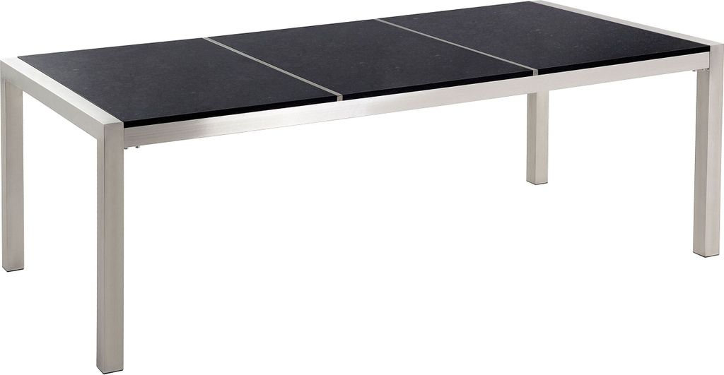 BELIANI Gartentisch Schwarz/Silber Granit/Basalt Edelstahl Produktbild 