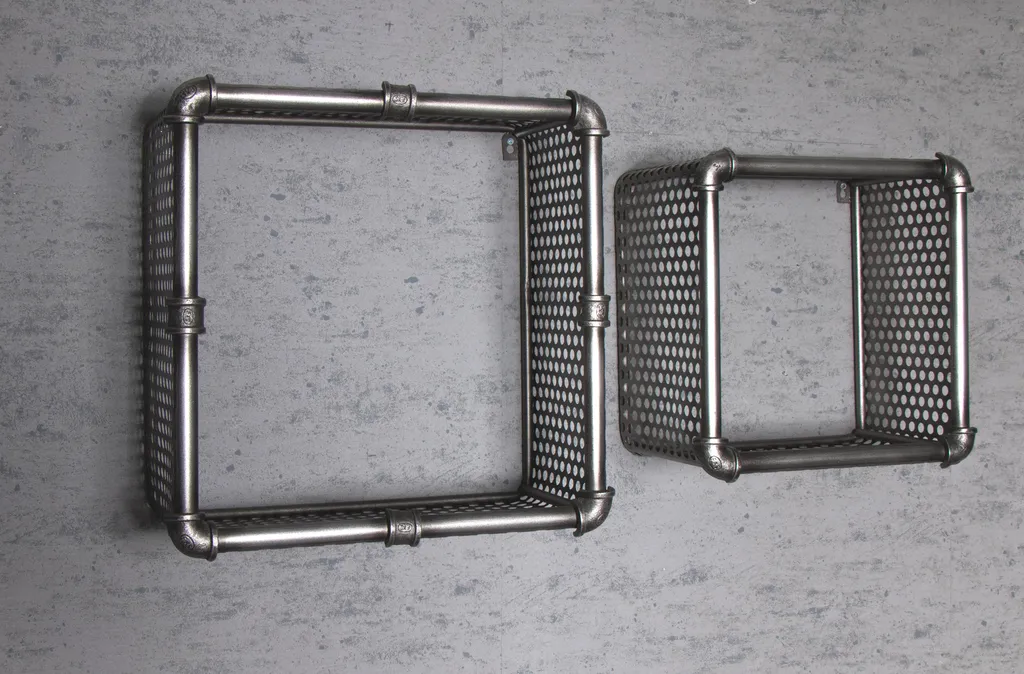 HAKU Möbel Lot de 2 Étagères Murales Anthracite en Métal Design Industriel