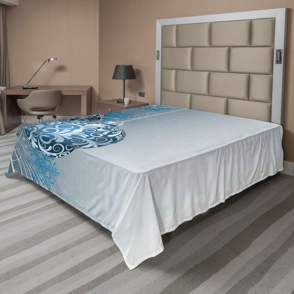 ABAKUHAUS Weihnachten Bettlaken, Abstraktes Muster mit Schneeflockenmotiv Schnörkeln auf der festliche Jahreszeit, weiches bequemes oberes Bettlak...