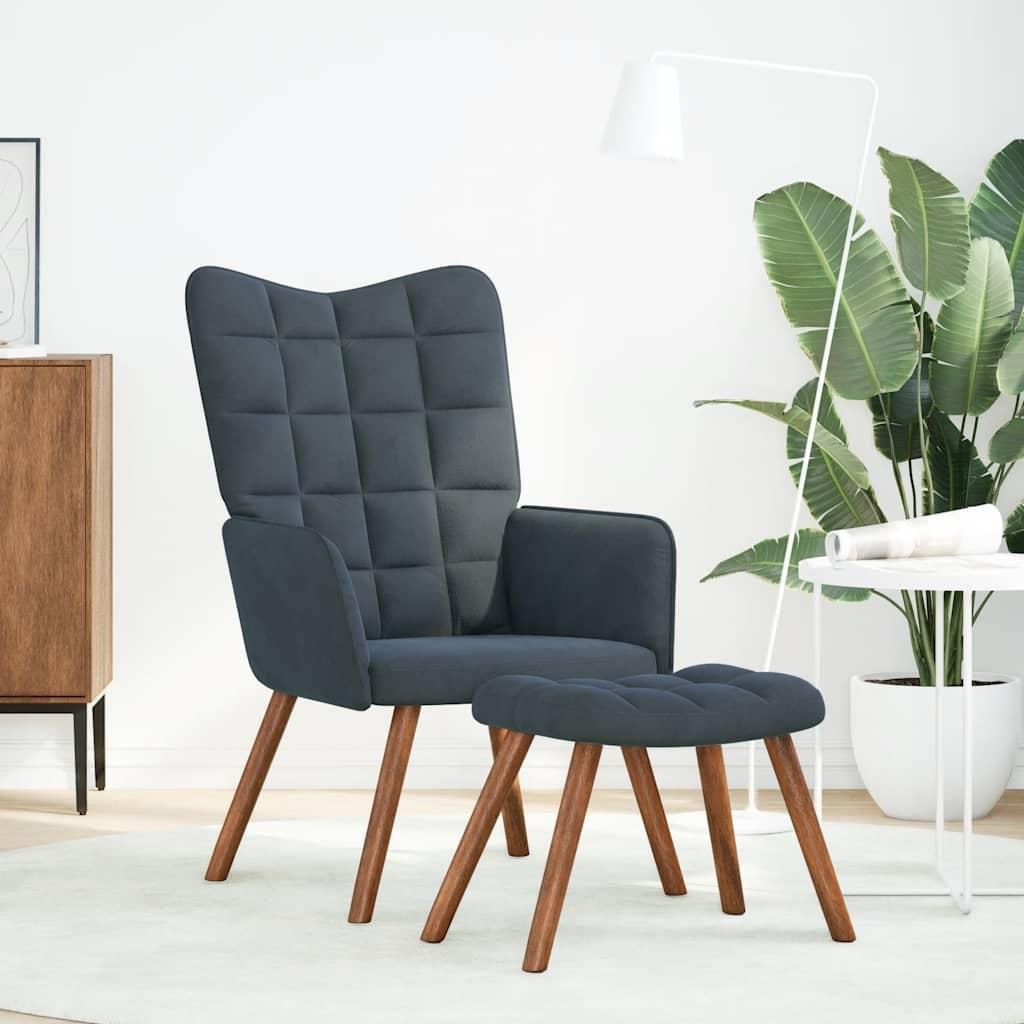 vidaXL Relaxsessel mit Hocker Dunkelgrau Samt