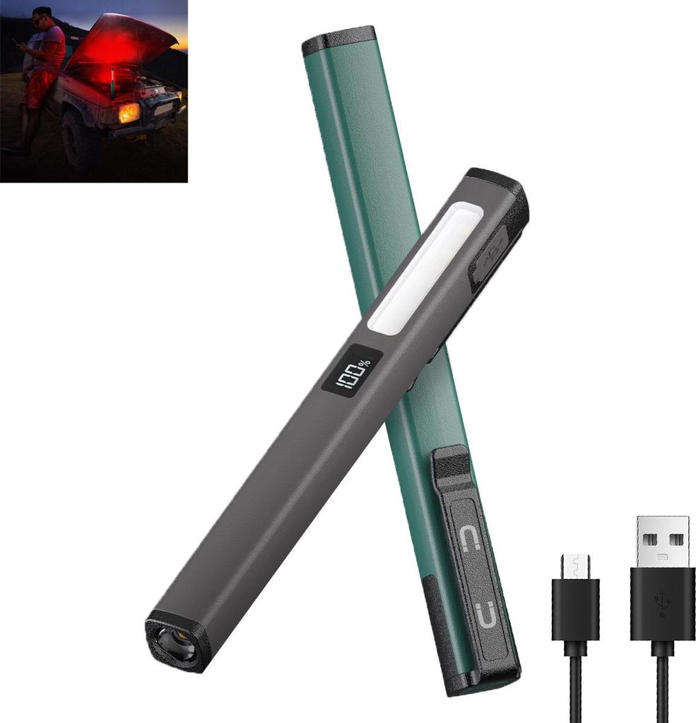 Zweierpack LED-Taschenlampen in Stiftform mit Magnetclip – 6 Leuchtmodi, tragbare Inspektionsleuchten für Notfälle, Reparaturen & Außenbeleuch...