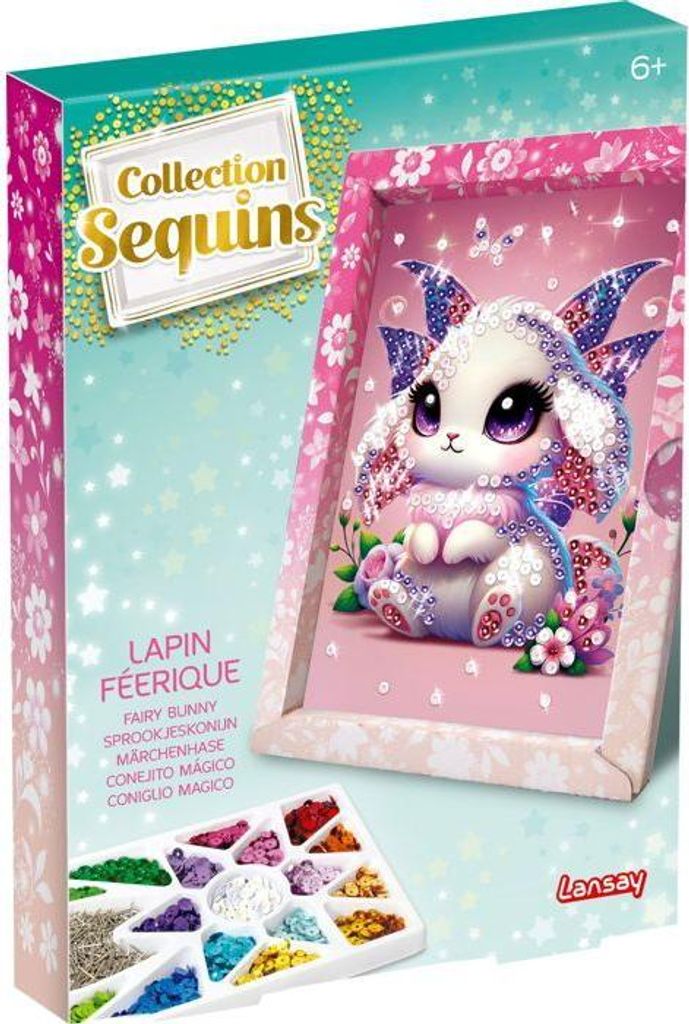 Bastelset Sequins Feenhaft Lansay Hase, Ab 6 Jahren, Funkelnde Kreation, Inklusive Sequins und Nadeln
