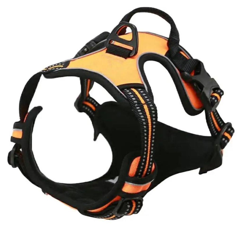 Hundegeschirr Dog Brustgeschirr No-Pull Einstellbar Gepolstert Powergeschirr für Hunde kleine / mittlere / große / Hunde.Farbe:Orange,Größe:L