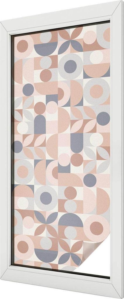 Buntglas Fensterfolie – 116x50 cm – Stained-Glass Design – blickdichte dekorative Sichtschutzfolie – selbstklebend, UV-Schutz – Abstrakte...