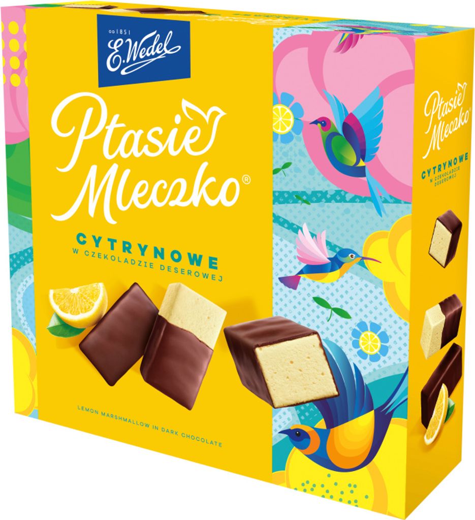 E. Wedel Ptasie Mleczko Cytrynowe W Czekoladzie Deserowej Zdjęcie produktu 