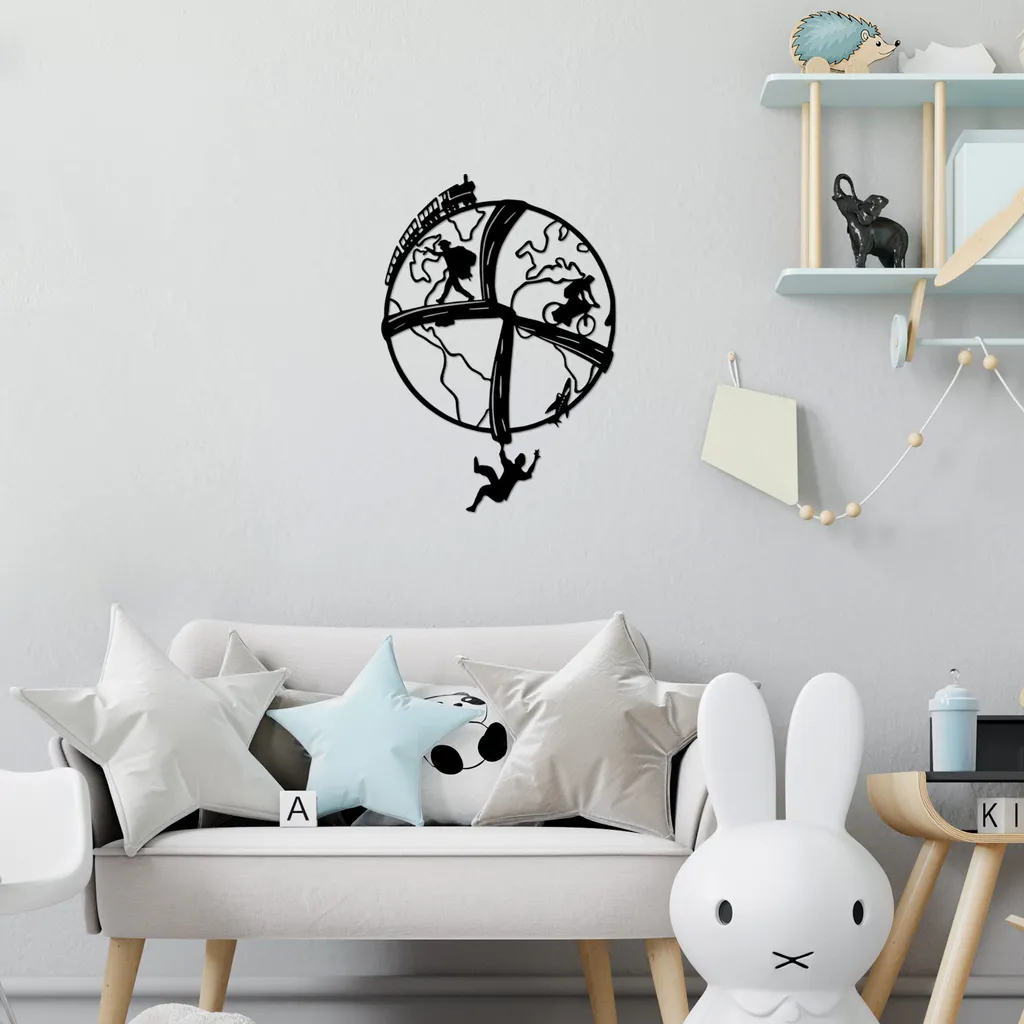 Décoration murale métal noir Wallity Travel 100% acier 46 x 66 cm