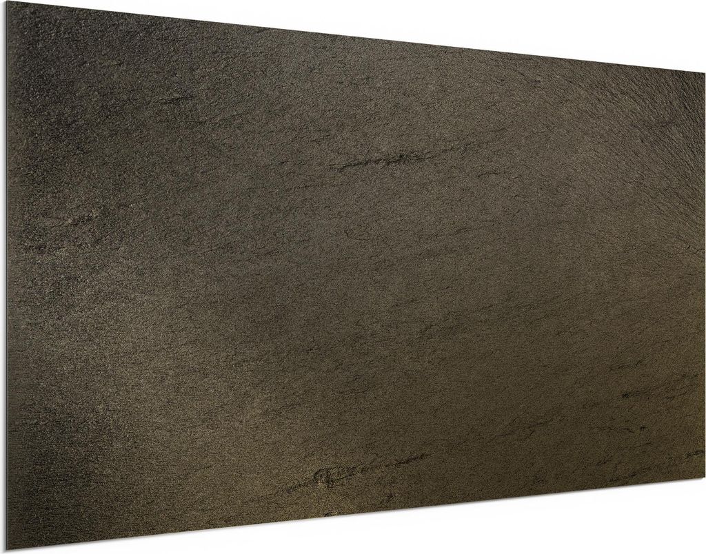 DEQORI Alu-Dibond Bild Gold 100x50 cm 'Schiefertafel Stein-Optik' Wandbild Metall dünn