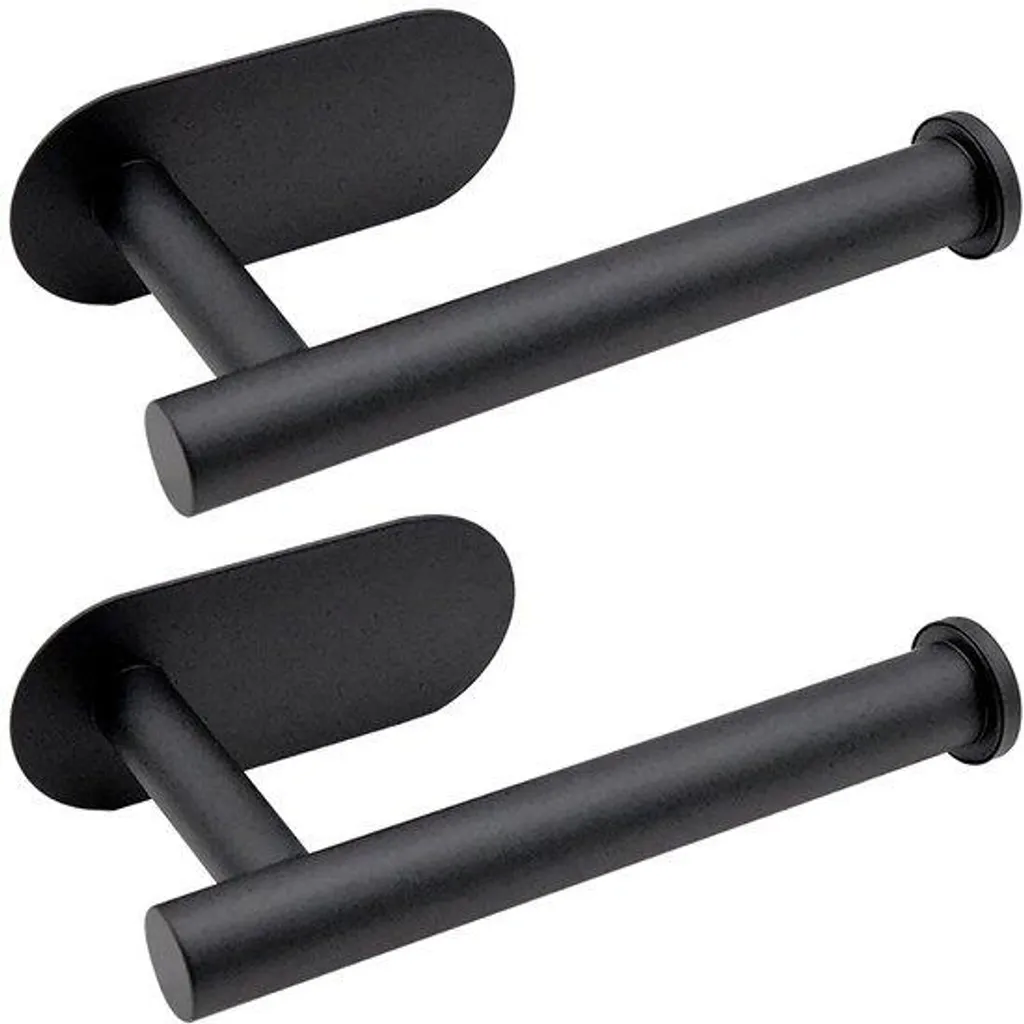 Support de toilettes noir en acier inoxydable deux pièces sans perçage