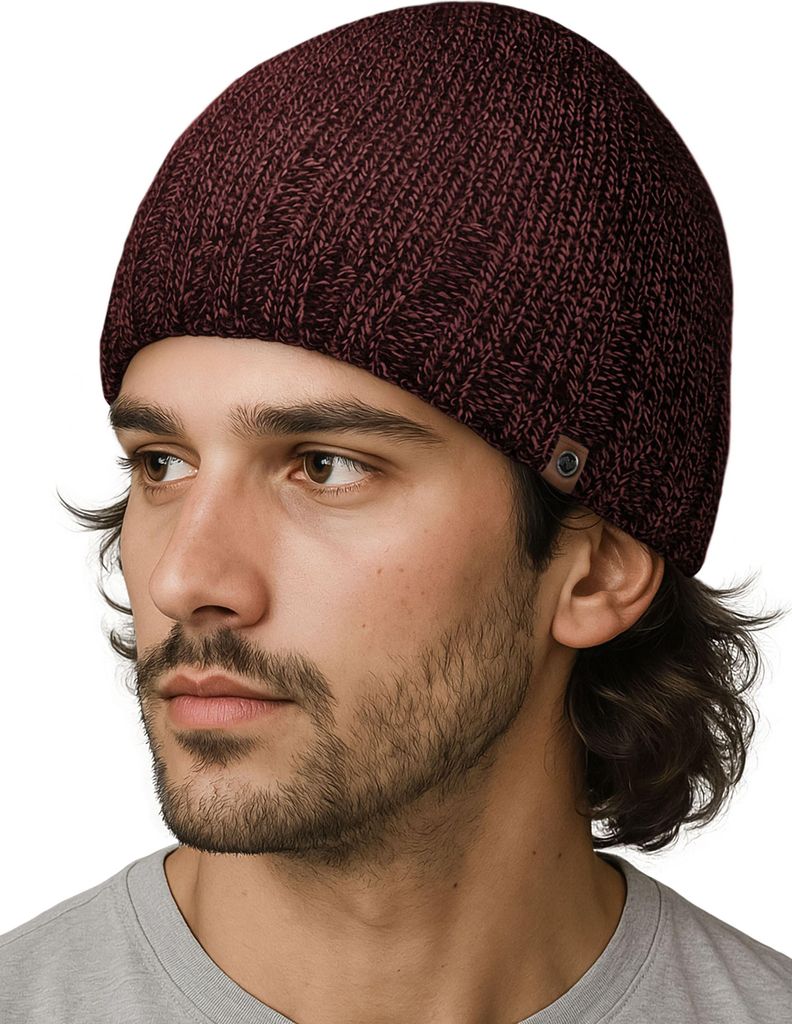 Herren Strickmütze mit Fleecefutter| gefütterte Wintermütze Winddicht Rippstrick | Outdoor Sport Neverless