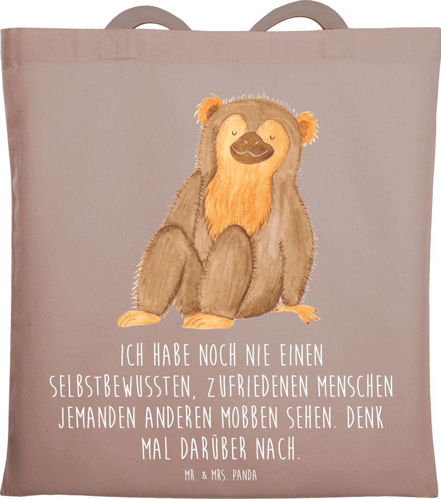 Mr. & Mrs. Panda Tote Bag Mobbing bewältigen - Braun Pastell - Geschenk, Selbstbewusstsein, Vertrauem, Laptoptasche, Ermutigung, Tasche, Denk mal ...