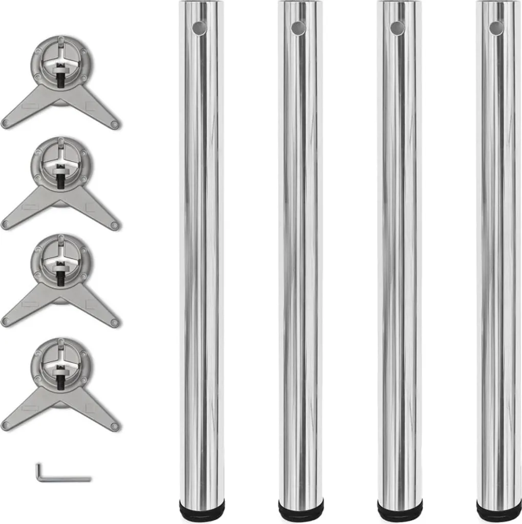 Set 4 Gambe Tavolo Regolabili Altezza 71cm Cromo Lucido Design