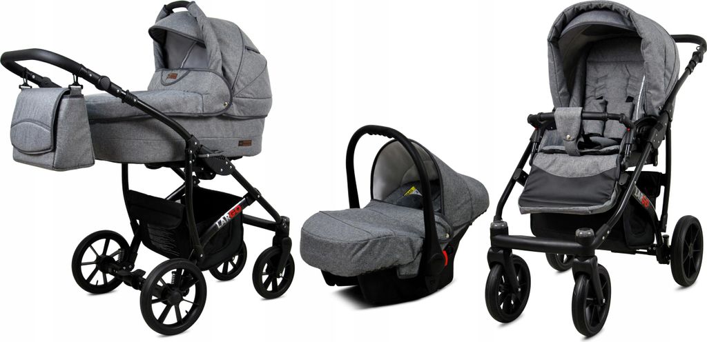 BabyLux Largo | 3in1 Kinderwagen Set | Grey Flex | Kombikinderwagen | Kinderwagenset | Buggy +