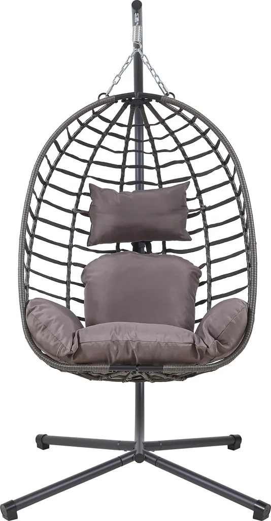 Siège suspendu de jardin type œuf avec pied stable et coussin moelleux
