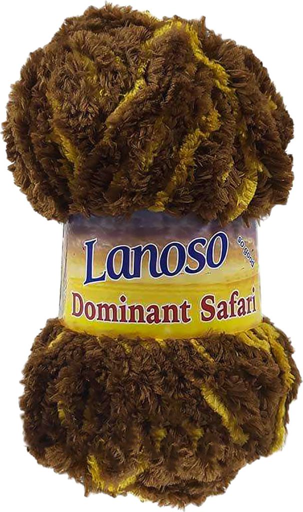 100g Dominant Safari Fransen-Wolle Plüschwolle Strickgarn Fransengarn Farbwahl, Farbe:2406 braun - gelb
