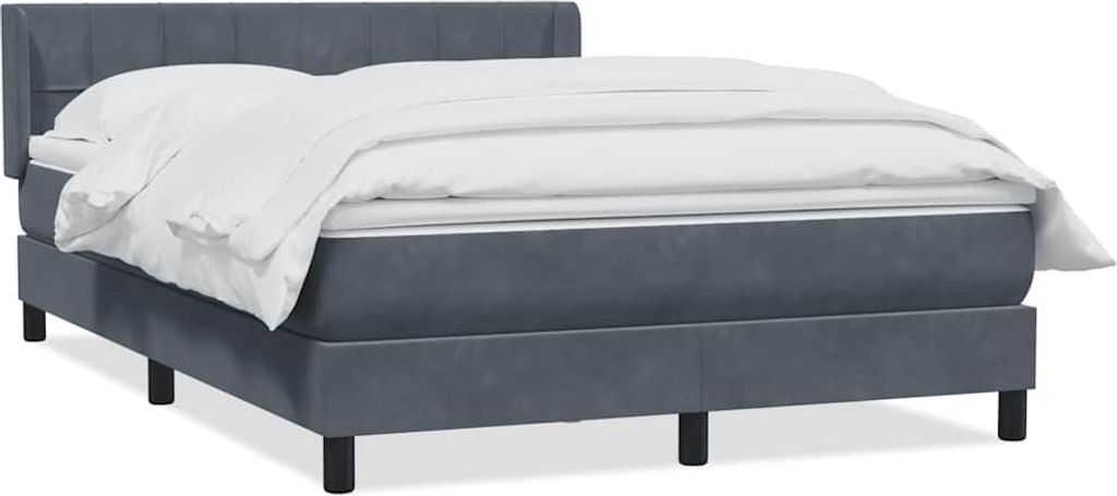 vidaXL Boxspringbett mit Matratze Dunkelgrau 140x220 cm Samt