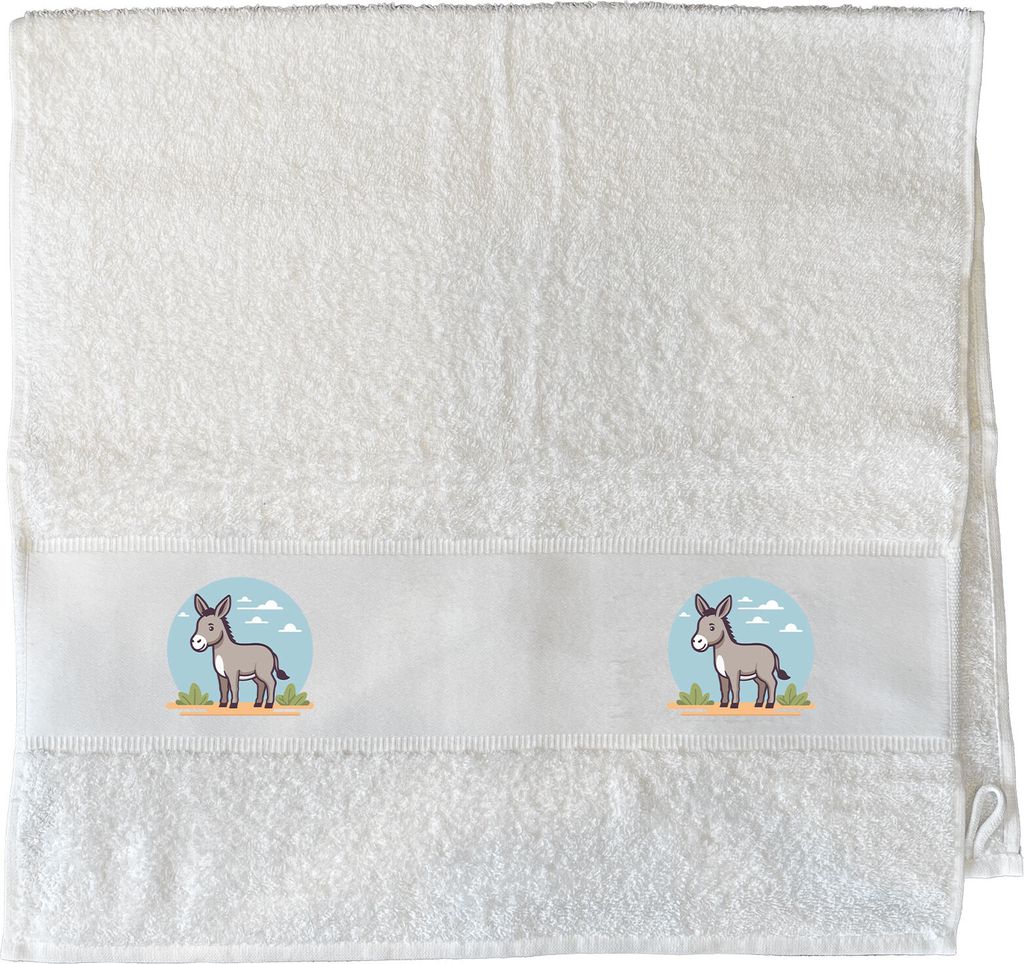 Huuraa Handtuch süßer Esel Comic 50x100cm White Baumwolle Handtuch Geschenkidee